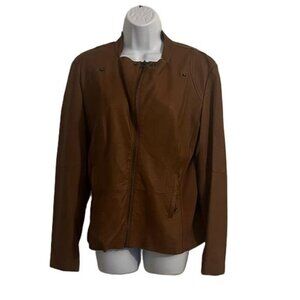 Kut from the Kloth Faux Leather Brown Jacket Size Medium Style# KJ24002